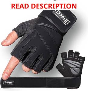 lot 2203 image: Trideer Workout Gloves for Men, Weight Lifting Gloves with Wrist Wrap Support, Full Palm Protection & Extra Grips for Weightlifting, Exercise, Cross Training, Fitness, Pull-up. Purple and Black, XXL