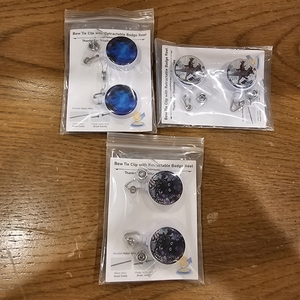 lot 2217 image: Lot of 3, Bow Tie Clip with Retractable Badge Reel