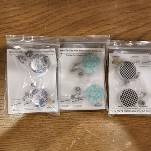 lot 2218 image: Lot of 3, Bow Tie Clip with Retractable Badge Reel