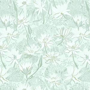 lot 2232 image: Green Lotus Wallpaper 15.5X118
