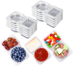 lot 2239 image: Lot of 2, RXRRXR 10PCS Double Compartment Condiment Container With Lids - Reusable Snack Pack Containers for Take-out Sauces