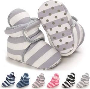 lot 2252 image: Infant Baby Boys Girls Booties Soft Non-Slip Sole Newborn Toddler First Walkers Crib Winter Warm Socks