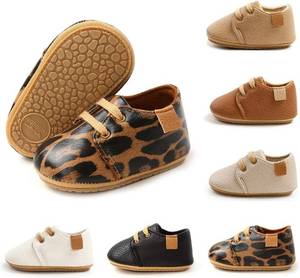 lot 2253 image: BiBeGoi Infant Baby Boys Girls High Tops Ankle Sneakers Soft Anti-Slip Sole Lace-up PU Leather Moccasins Toddler Newborn Prewalker First Walking Crib Shoes 12-18 Months