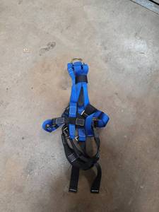 lot 7042 image: Blue & Black Safety Harness w Straps & Hardware
