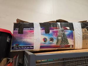 lot 7051 image: LED Christmas Tree 7ft w Rotating Stand & Color Changing Lights