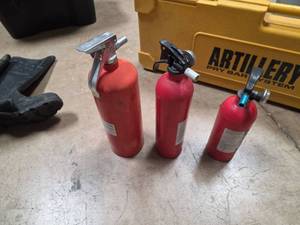 lot 7055 image: Fire Extinguishers Lot of 3 Red Portable Safety Equipment