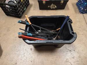 lot 7060 image: Hand Tool Set with Hammers, Pry Bars & Rope