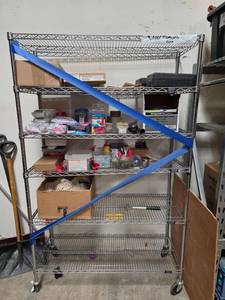 lot 7077 image: Industrial Wire Shelving Unit w Contents