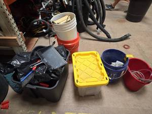 lot 7095 image: Shop Cleaning & Organization Kit w Buckets & Tools