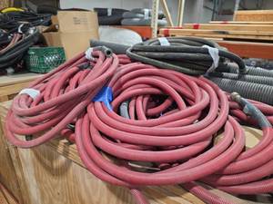 lot 7165 image: Red Flexible Ducting Hose w Metal Fittings