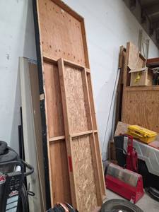 lot 7173 image: Wooden Door Frame w OSB Panel Insert
