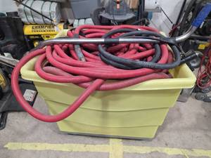lot 7188 image: Yellow Utility Hose Cart w Red & Black Hoses