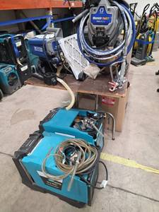 lot 7208 image: Table with Power Tools, Paint Sprayers & Equipment