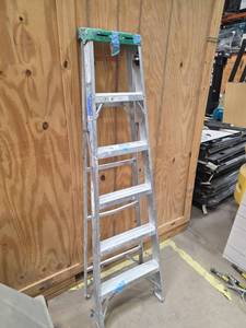 lot 7224 image: Werner 356 6-Step Aluminum Ladder 10ft