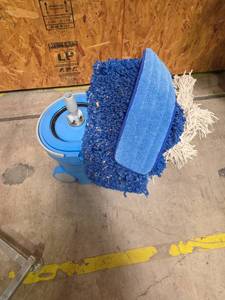 lot 7238 image: Blue Mop Bucket with Wringer and Mop Head