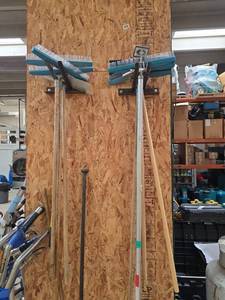 lot 7254 image: Broom and Dust Mop Handle Set with Brushes