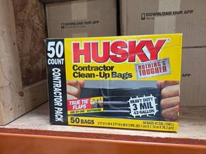 lot 7310 image: Husky Contractor Clean-Up Bags 50 Count 42 Gallon