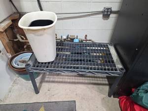 lot 7407 image: Industrial Metal Work Table w Grate Top