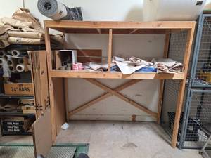 lot 7598 image: Wooden Storage Shelving Unit w Cross Bracing