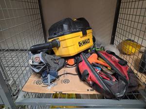 lot 7618 image: DeWalt WetDry Vacuum with Tool Bags and Accessories
