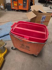 lot 7647 image: Five Star Janitorial Mop Bucket w Wringer Red