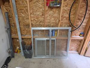 lot 7696 image: Aluminum Framed Glass Display Cabinet Window Unit