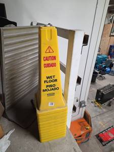 lot 7700 image: Rubbermaid Wet Floor Caution Sign Yellow