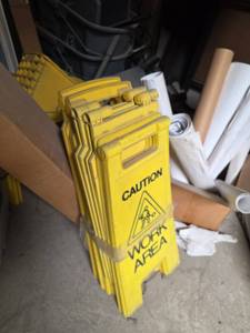lot 7701 image: Caution Wet Area Yellow Folding Safety Signs (Multiple)