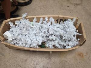 lot 7739 image: White Artificial Christmas Tree Branches 102 Piece Lot