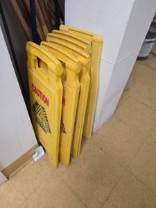 lot 7743 image: Wet Floor Caution Signs (Qty 3) Yellow Folding