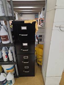 lot 7749 image: Black 4-Drawer Vertical File Cabinet
