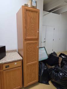lot 7769 image: Wooden Storage Cabinet w Two Doors & Shelves