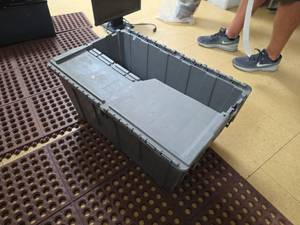 lot 7777 image: Large Plastic Storage Container w Hinged Lid
