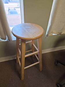 lot 7781 image: Wooden Round Bar Stool