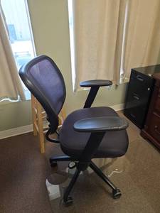 lot 7782 image: Black Mesh Office Chair with Adjustable Armrests