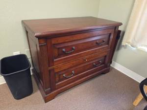 lot 7783 image: Wood File Cabinet, 36 Long with 2 Drawers