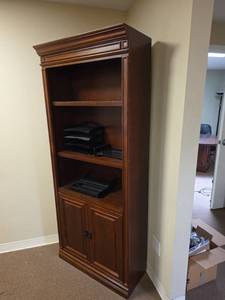 lot 7804 image: 30-Inch Wood Bookcase Cabinet with Shelves