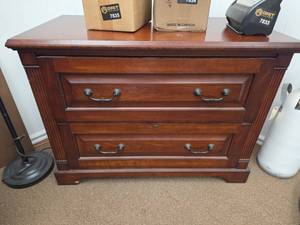 lot 7839 image: Wood Chest of Drawers with Brass Handles