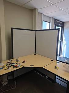 lot 7869 image: Privacy Screen Partition Dividers w Black Frame & Power