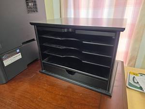 lot 7871 image: Black Display Cabinet with Glass Shelves
