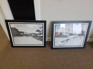 lot 7905 image: Vintage Black & White Framed City Street Photography Prints Set