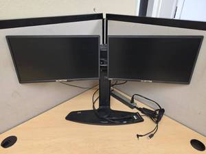 lot 7937 image: Sceptre Dual Monitor Stand with Two Displays