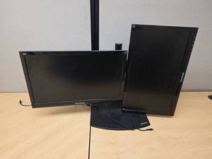 lot 7940 image: ViewSonic Dual Monitor Setup with Stand