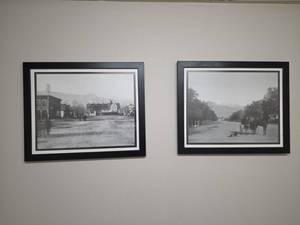 lot 7949 image: Pair of Framed Black & White Vintage Street Scene Photographs