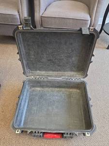 lot 7959 image: Protective Hard Case w Red Handle and Interior Compartments