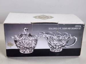 lot 91 image: Shannon Crystal by Godinger Scalloped 2 Pc. Sugar and Creamer Set