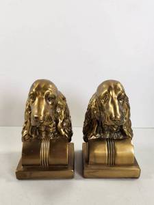 lot 102 image: Vintage Brass Dog Bookends PM Craftsman Cocker Spaniel
