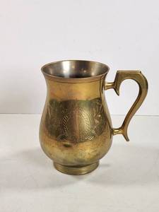 lot 119 image: Brass Mug with Engraved Floral Design Made in India