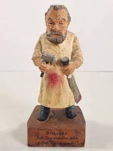 lot 152 image: Carved Wood Figurine German Craftsman Bloody