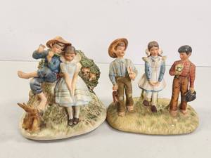 lot 155 image: B&B Norman Rockwell Four Seasons Figurines Lot 2 Bone China 1954-1955
